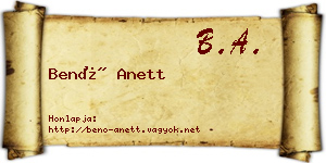 Benő Anett névjegykártya