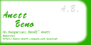 anett beno business card